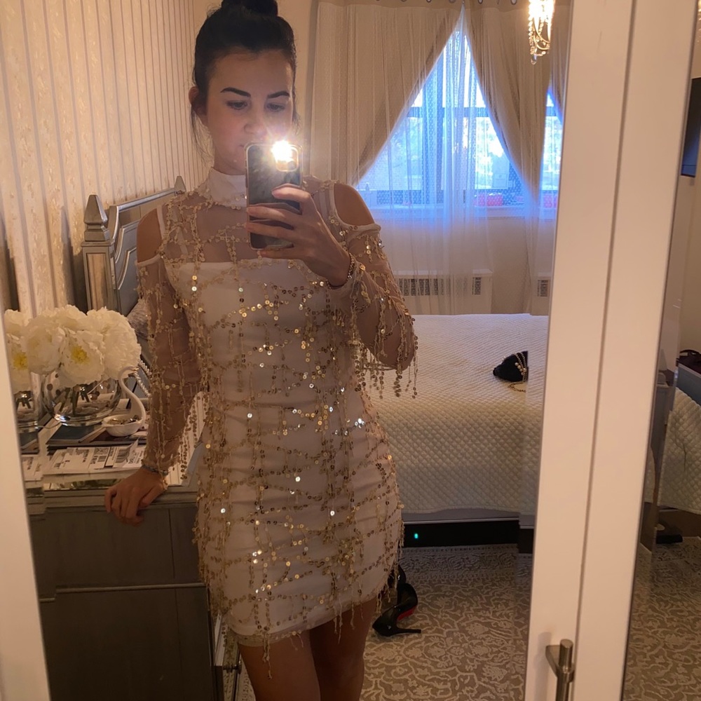 Gold mini dress